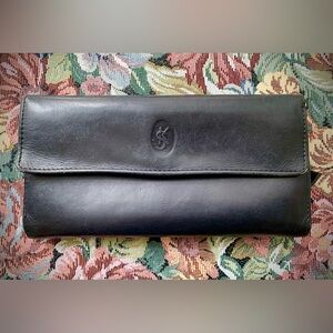 Vintage Veneto New York portefeuille cuir avec protège-chéquier / leather wallet